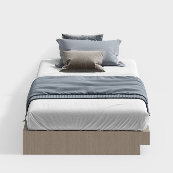 Elegant Minimalist Bed 3D model for Cozy Spaces