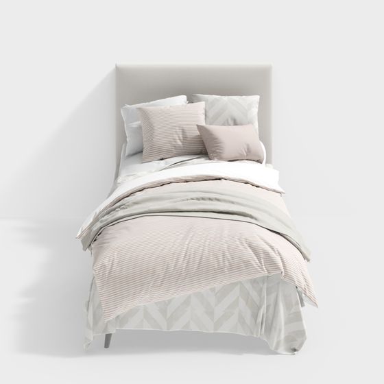 Elegant Low Poly Bed 3D Model