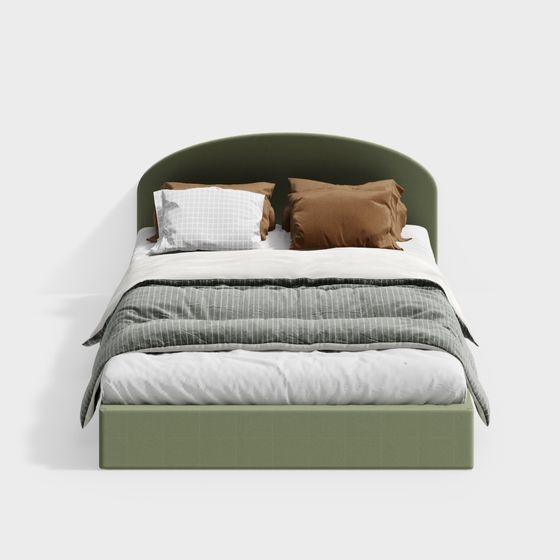 Modern Single Bed 3D Model in Green