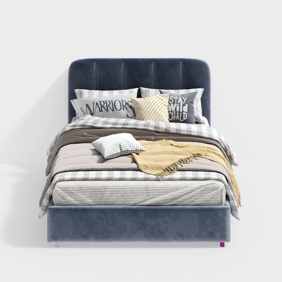 Modern Single Bed 3D Model in Golden