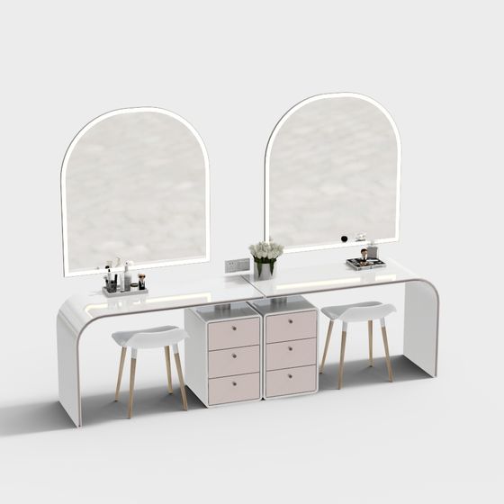 Gray Powder Room Dressing Table 3D Model