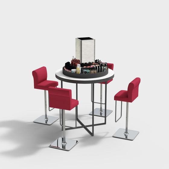 Stylish Low-Polygon Makeup Vanity Set 3D model