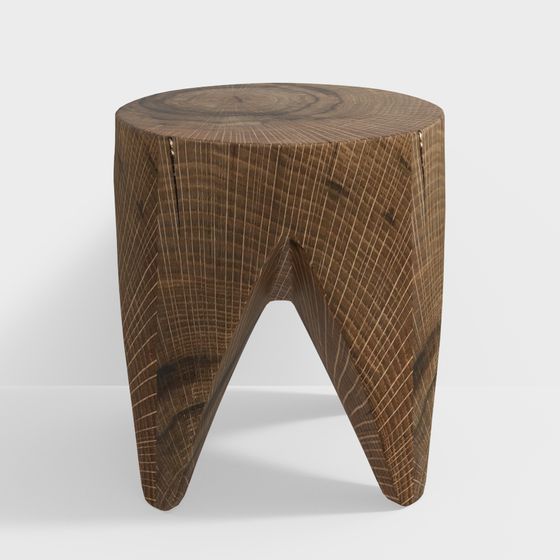Elegant Wooden Stool 3D model for Modern Spaces