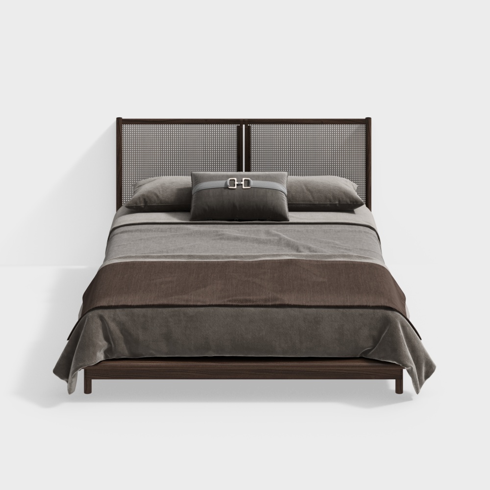 Wabi-sabi style double bed