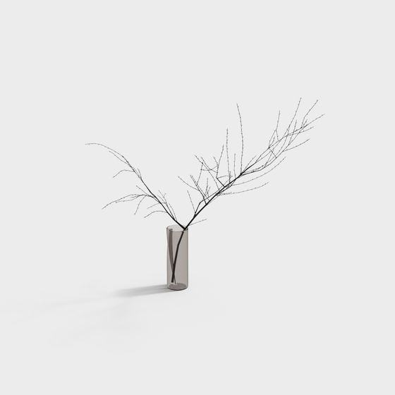 Stylish Winter Branches Vase 3D model