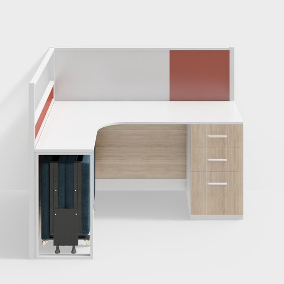 Stylish Low-Poly Partition Desk 3D model for Modern Offices