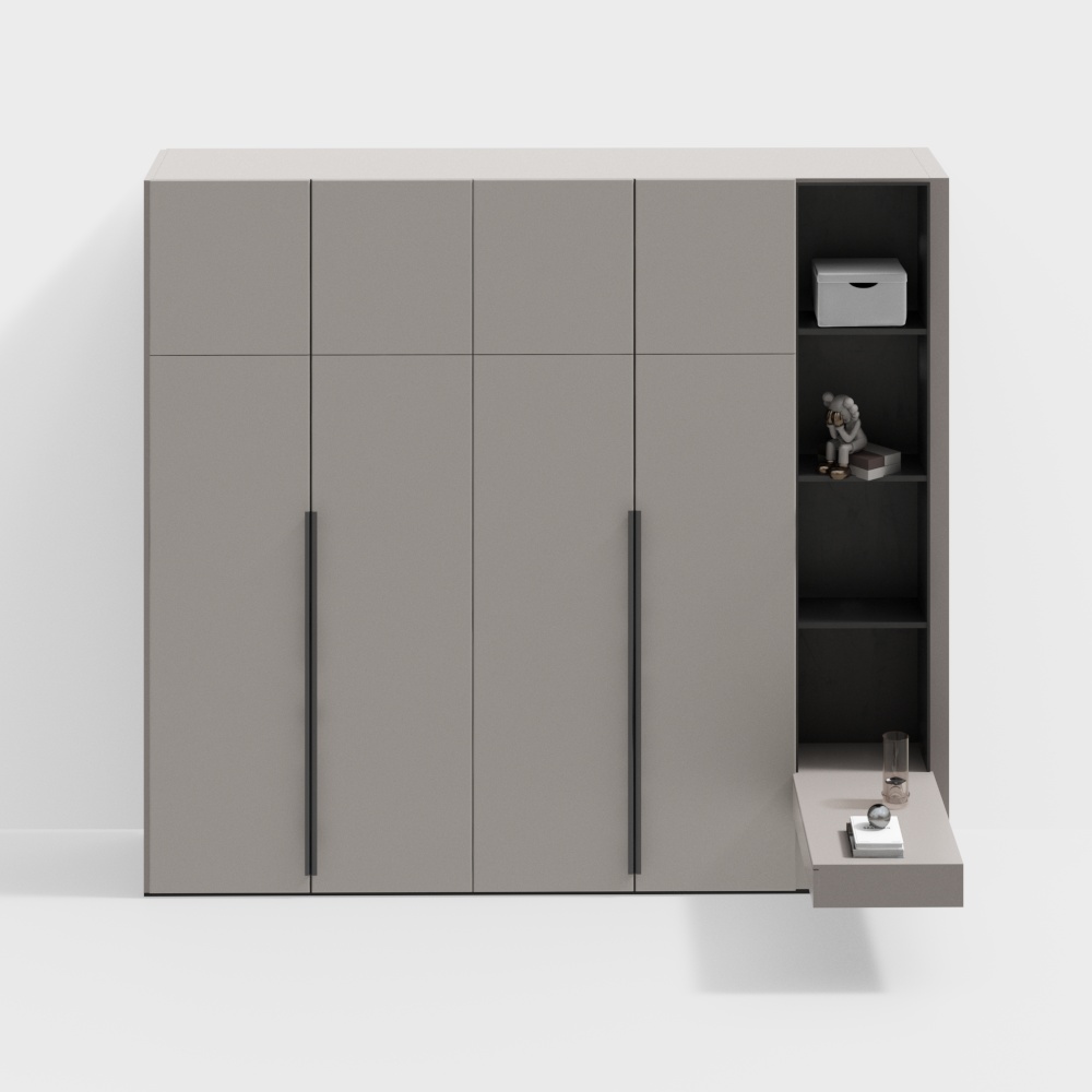 モダンなベッドサイドテーブル付きワードローブ