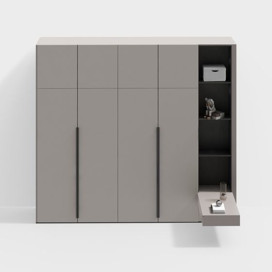 モダンなベッドサイドテーブル付きワードローブ