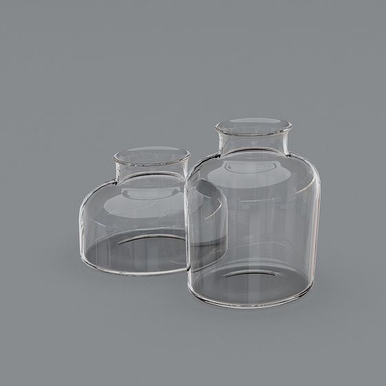 Elegant Glass Vase Set 3D model