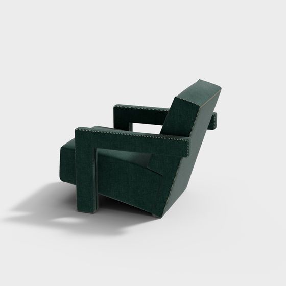 Vintage Green Velvet Armchair 3D model