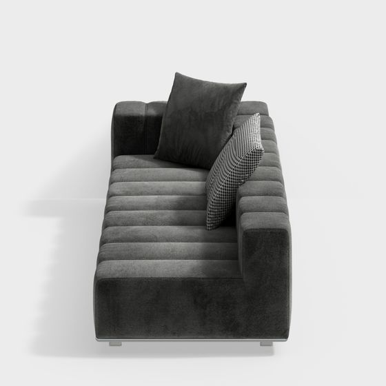Elegant Grey Velvet Sofa 3D model for Modern Interiors