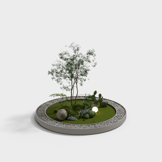 Low Poly Round Garden 3D model