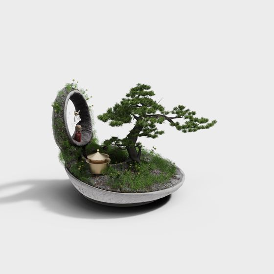 Zen Garden 3D Model – Nature and Art Fusion