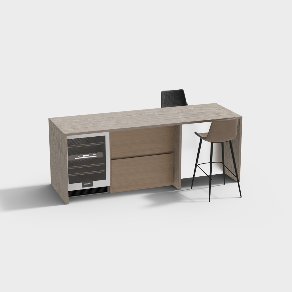 Urban Office Desk 3D Model – Modern Wood and Metal