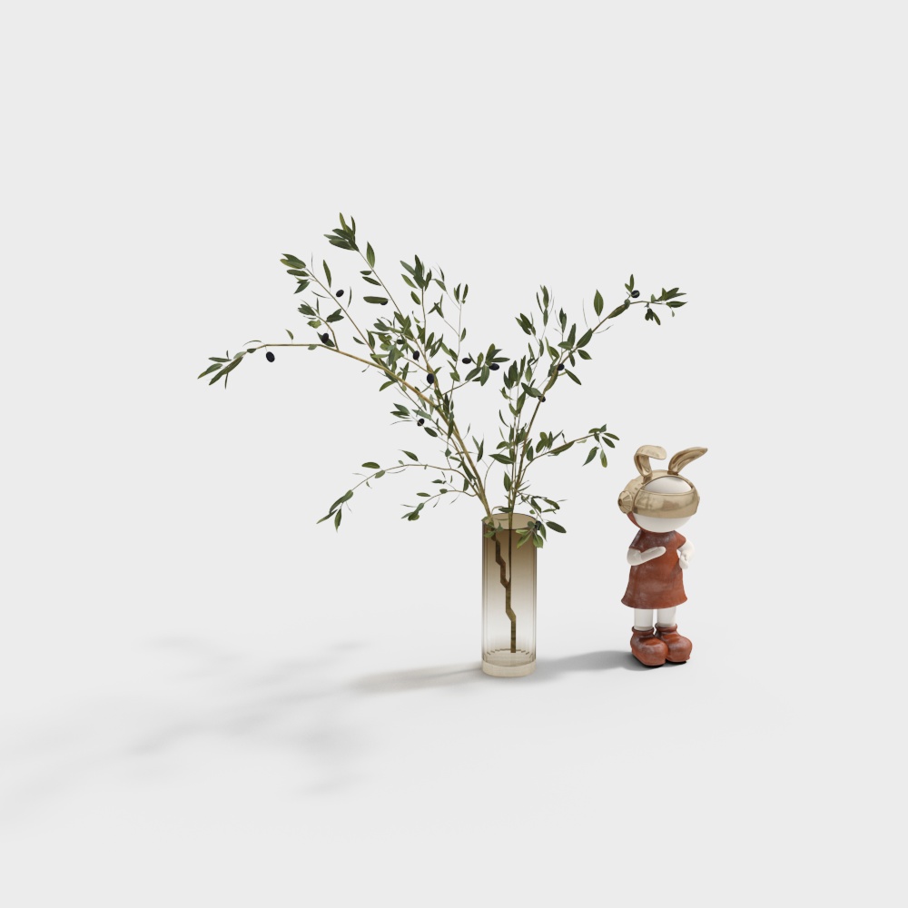 Charming Low-Poly Nature Scene with Olive Branches