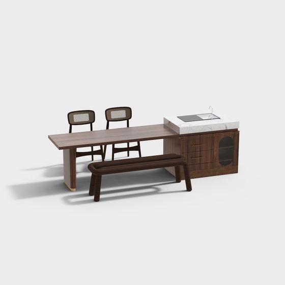 Elegant Urban Small Kitchen 3D model for Creative Spaces