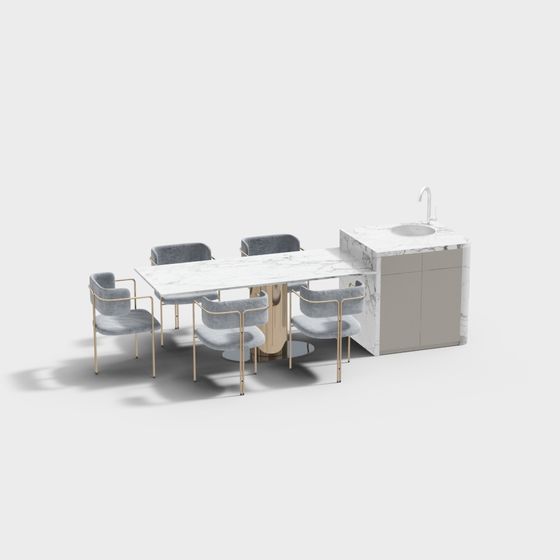 Urban Living Dining Set 3D model for Modern Interiors
