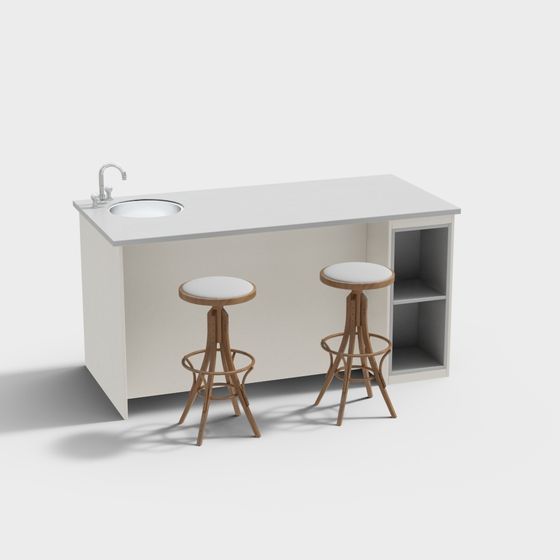 Sleek Nordic Island Platform 3D Model in White