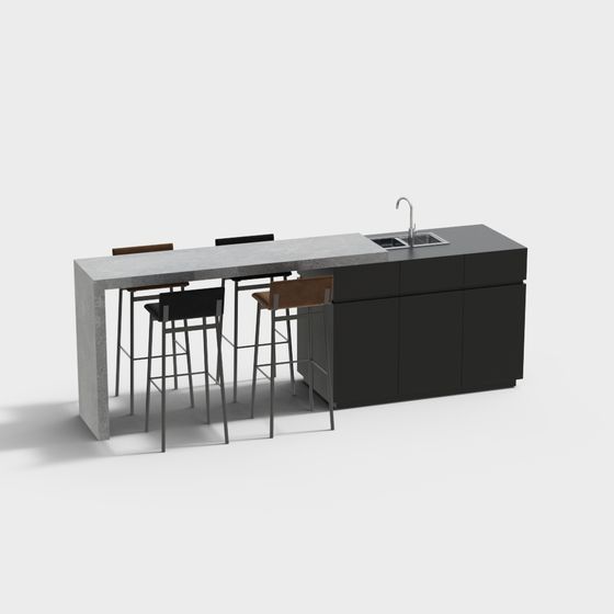 Concrete Bar Counter 3D model