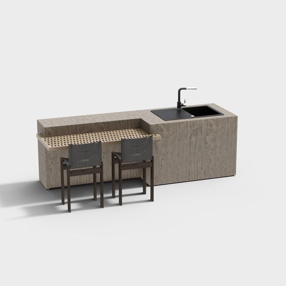Elegant Minimalist Kitchen Island 3D model