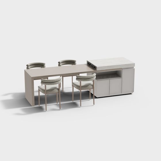 Stylish Urban Living Room Table and Chair Set 3D model