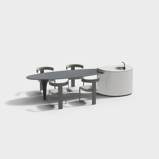 Modern Urban Lounge Table and Chair Set 3D model