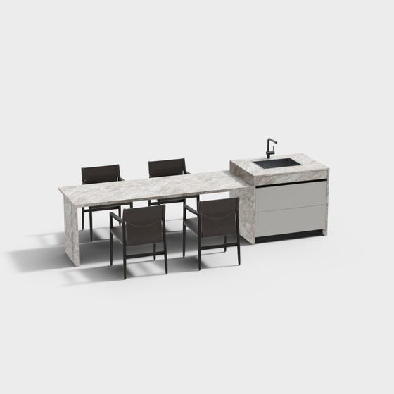 Minimalist Kitchen Island 3D model