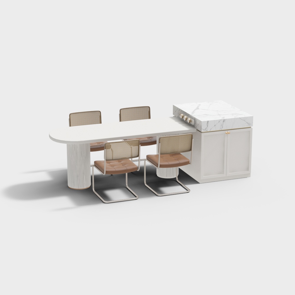 Urban Dining Table and Chair Set 3D Model – Minimalist Design