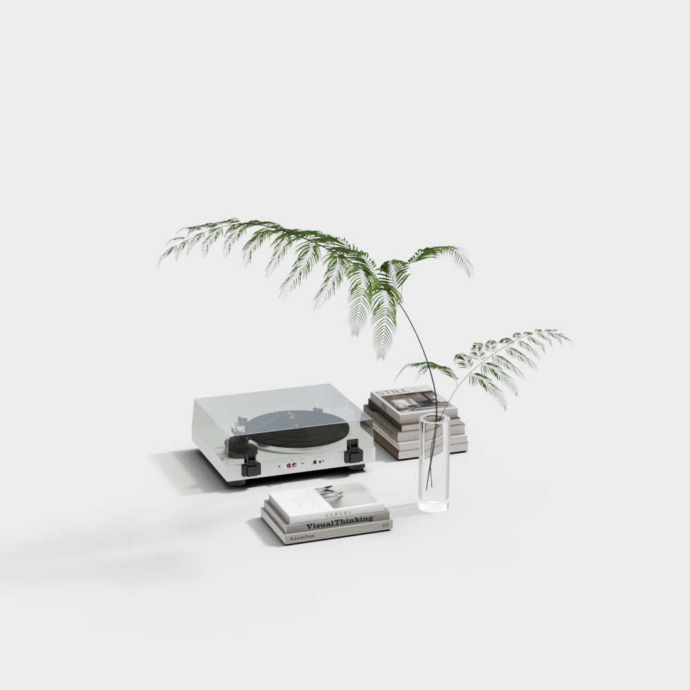 Minimalist Vintage Living Space 3D Model – Low-Poly Decor