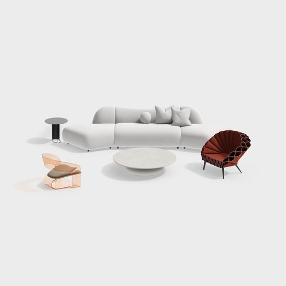 Modern Minimalist 3D Furniture Set Model