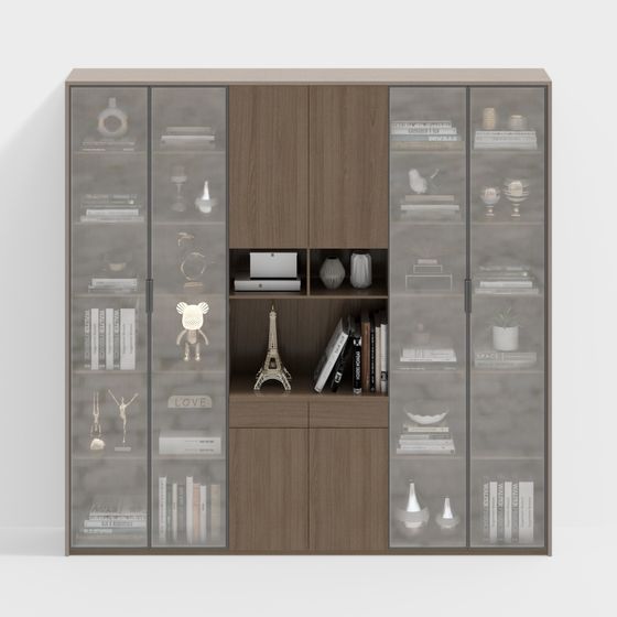 Wood Color Wooden Simple Bookcase 3D Model