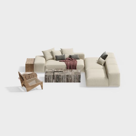 Elegant 3D Sofa Set Model for Modern Interiors
