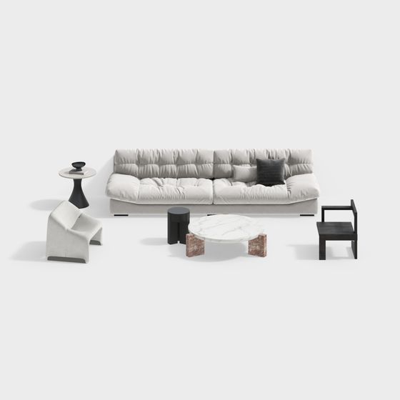 Elegant Modern Minimalist Furniture Set 3D model
