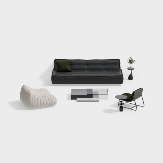 Stylish Urban Minimalist Furniture Set 3D model