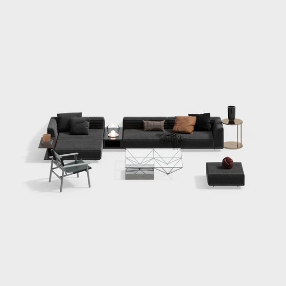 Urban Comfort Sofa Set 3D model for Modern Interiors