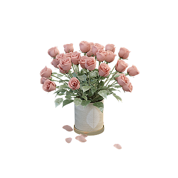 Elegant Low-Poly Rose Bouquet 3D Model – Pink Floral Design