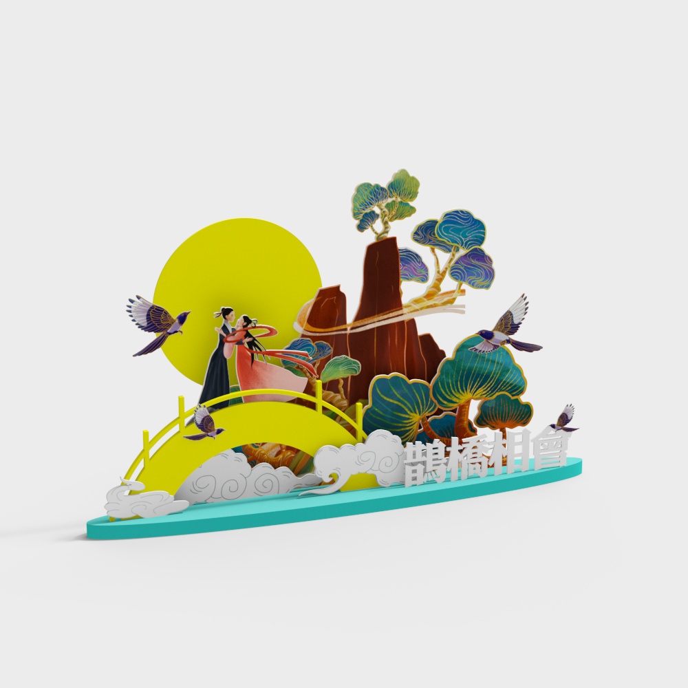 Chinese Valentine’s Day theme atmosphere scene layout