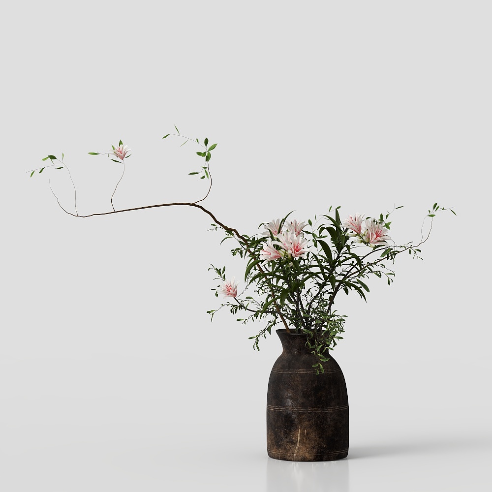 Elegant Low-Poly Flower Arrangement 3D model