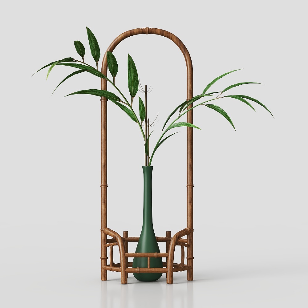 Low-Poly Bamboo Plant Stand 3D model