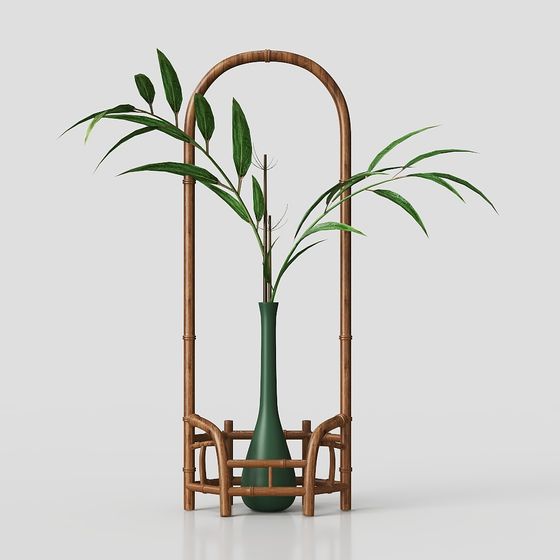 Low-Poly Bamboo Plant Stand 3D model