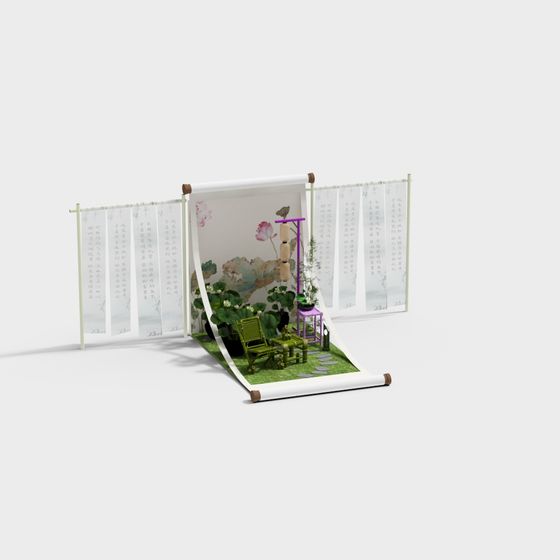 Scroll Garden 3D model - Eastern Aesthetics in Modern Design