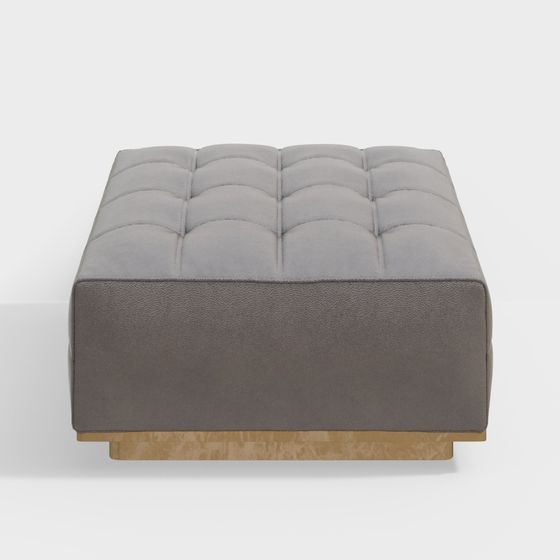 Elegant Gray Suede Ottoman 3D model