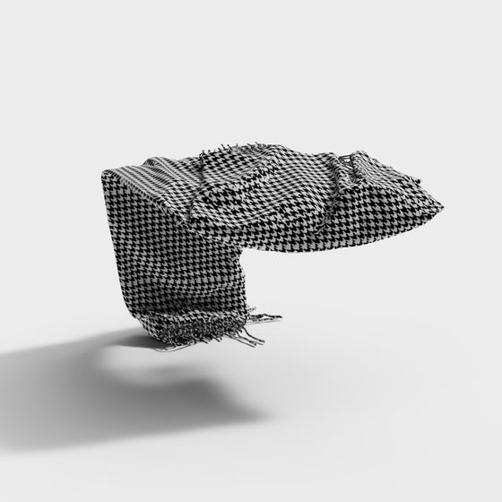 Stylish Low Poly 3D Model with Checkered Design