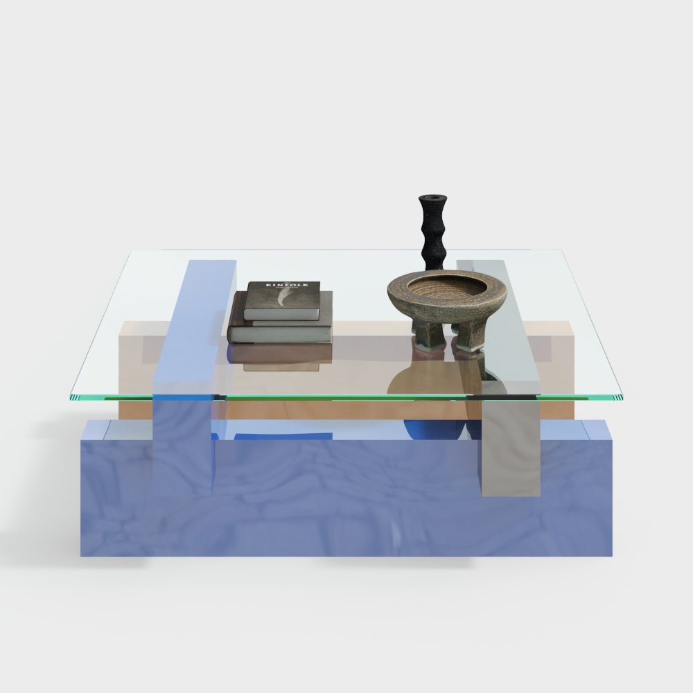 Elegant Glass Art Table 3D Model – Reflective Glass Surface
