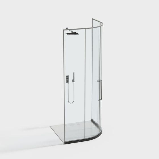 Elegant Semi-Circular Shower Room 3D model