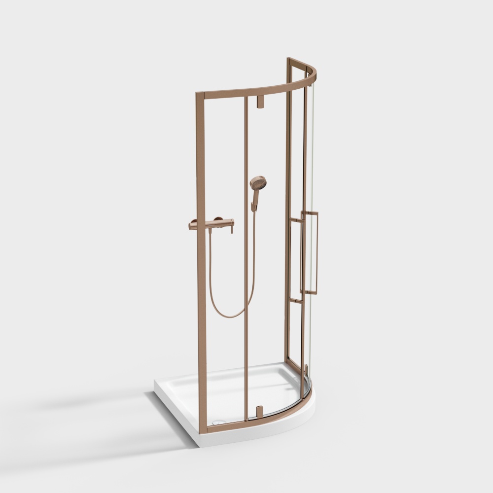 Curved Shower Stall 3D model in Modern Minimalist Aesthetic