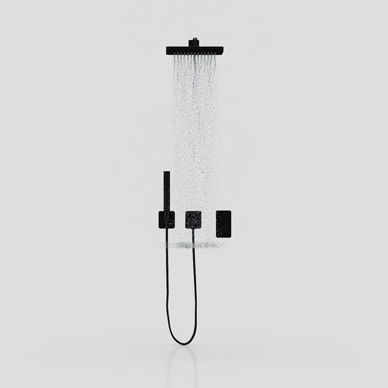 Minimalist Shower System 3D model for Modern Bathrooms