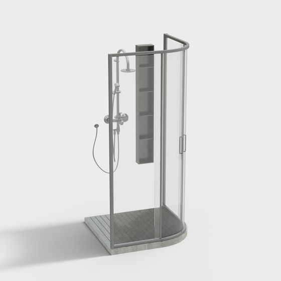 Curved Shower 3D model for Modern Interiors