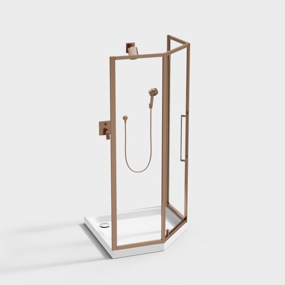 Elegant Low Polygon Shower Room 3D model