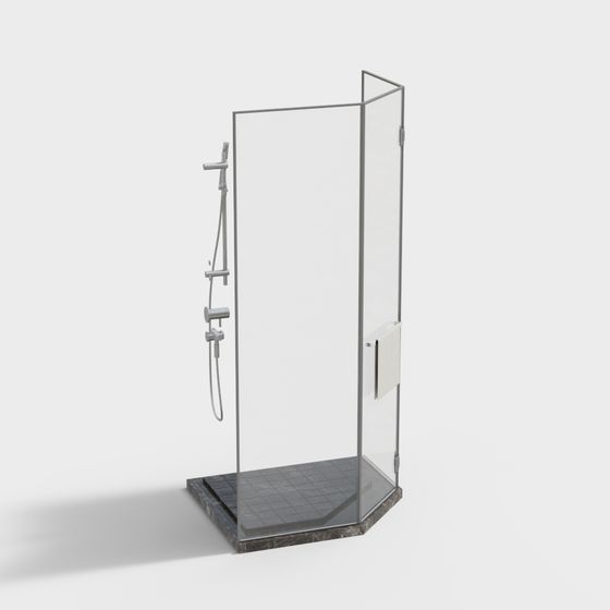 Stylish Glass Shower 3D model for Modern Interiors